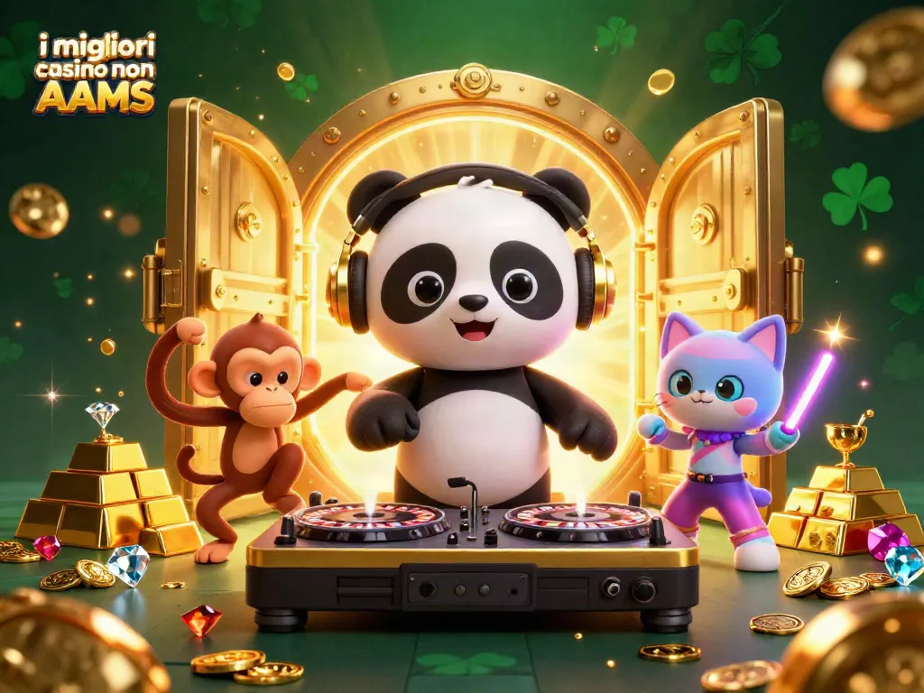 Immagine che rappresenta i migliori casino non AAMS con elementi da gioco e personaggi divertenti in un'atmosfera vivace.