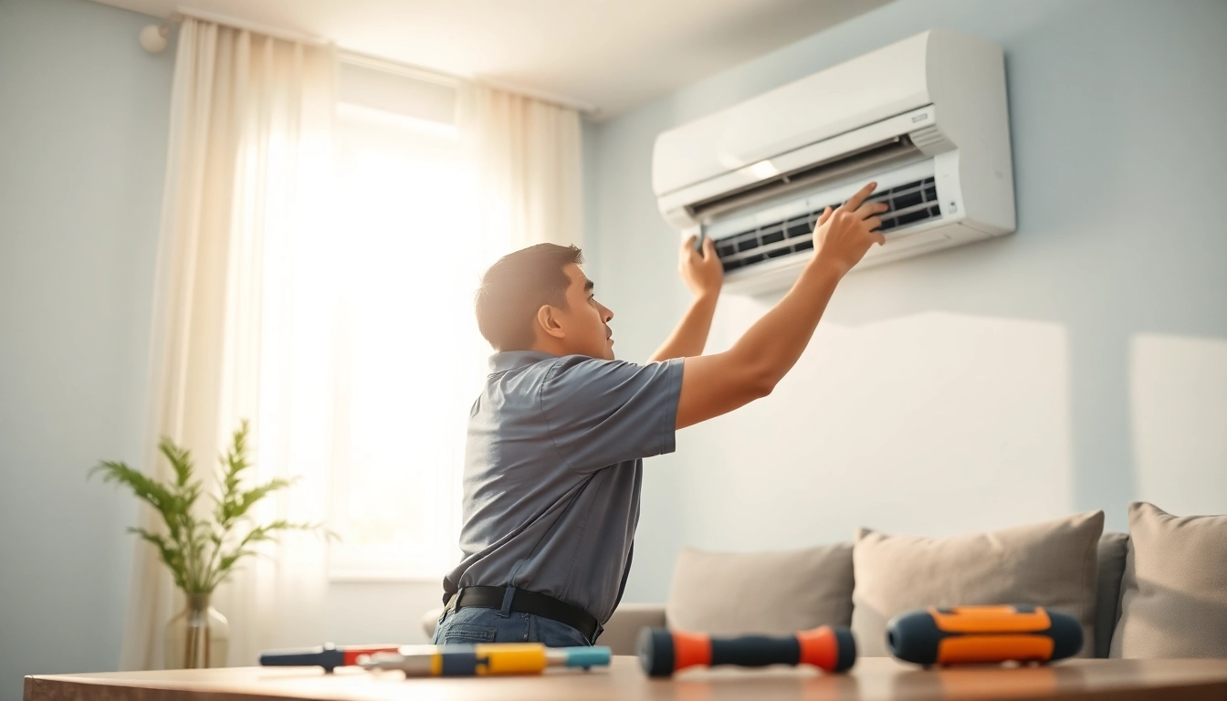 AC Repair Tampa expert assessing a home air conditioning unit with professional tools.