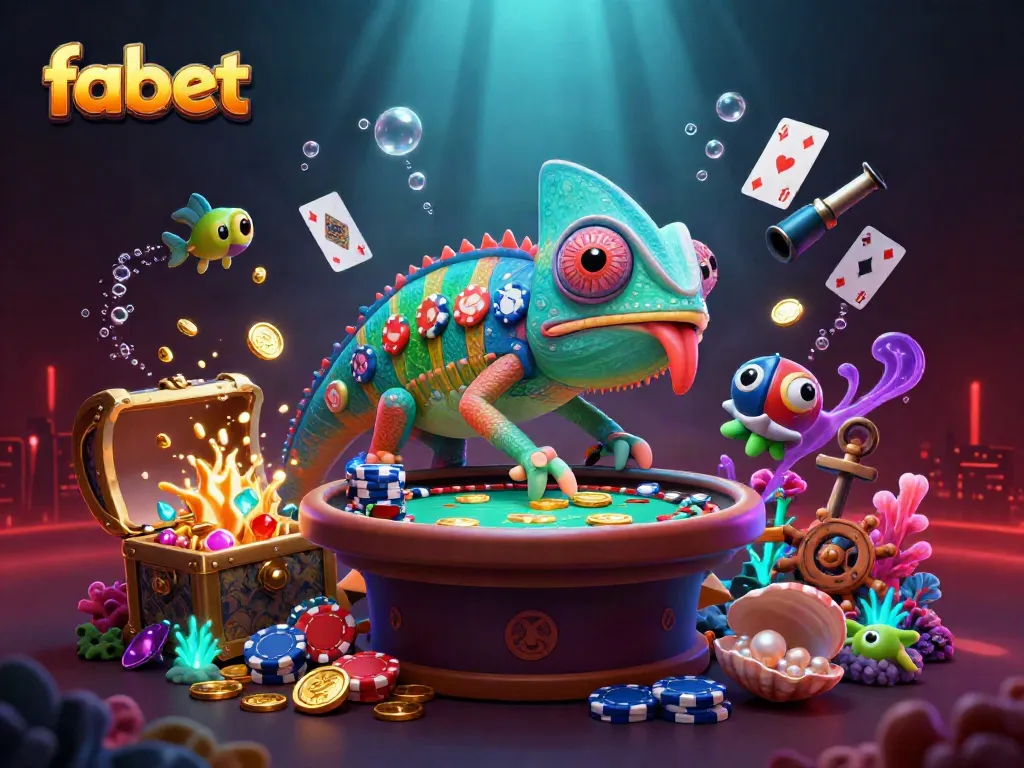 Experience dynamic gaming action with Fabets chameleon owner amidst explosive treasure and casino charm.