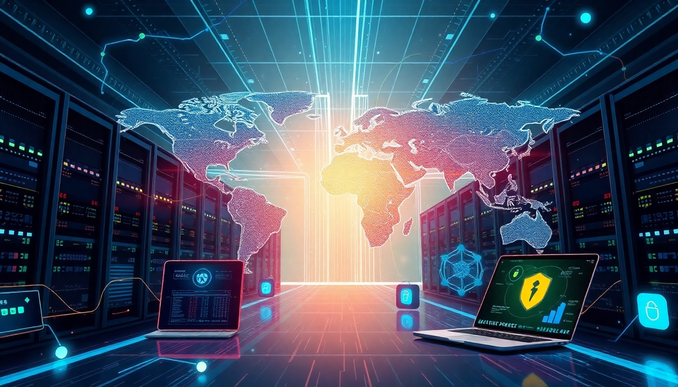 快连下载 showcasing a secure and fast global network acceleration service illustration with modern technology elements.