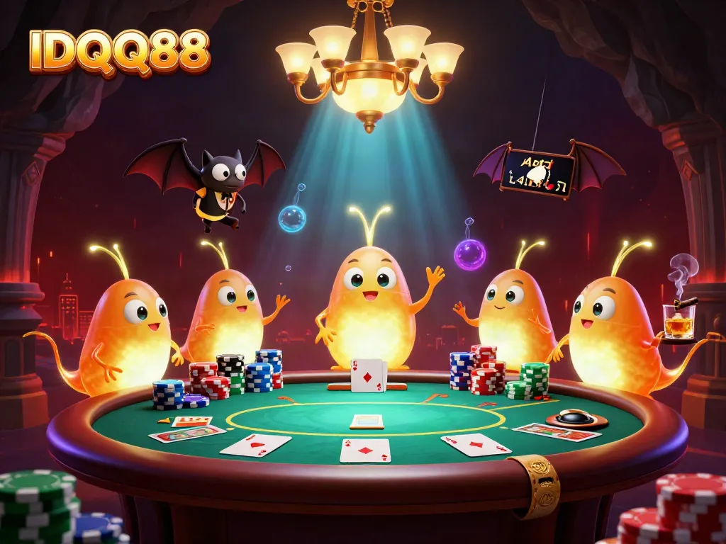 Experience the lively IDQQ88 cave casino with bioluminescent glowworms and poker action.