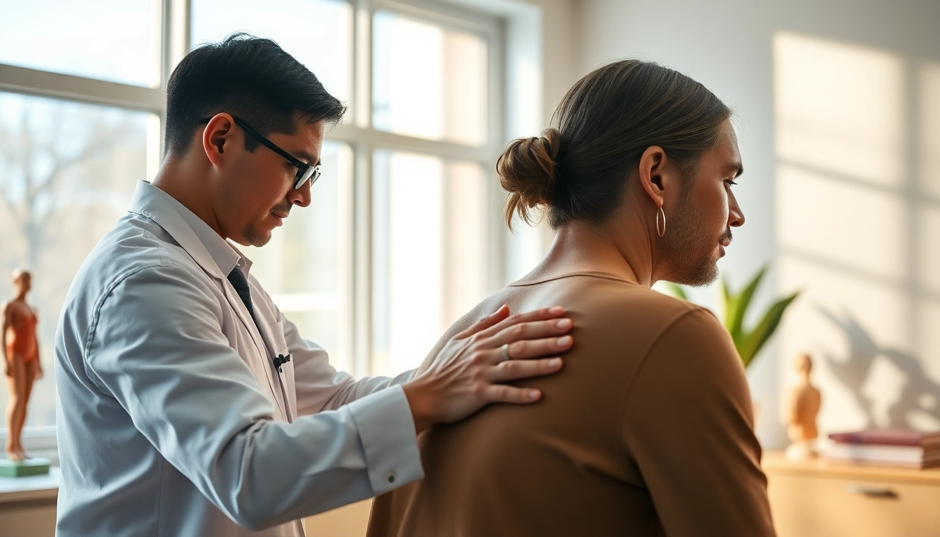 Chiropractor addressing back pain through proper adjustment techniques in a calming clinic.
