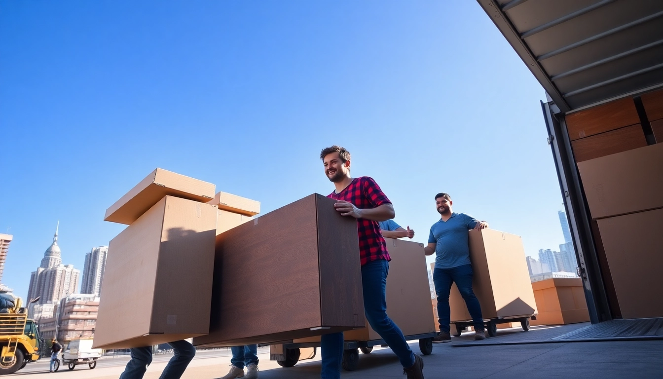 Calgary movers expertly loading furniture, ensuring a seamless moving process in Calgary's vibrant locale.
