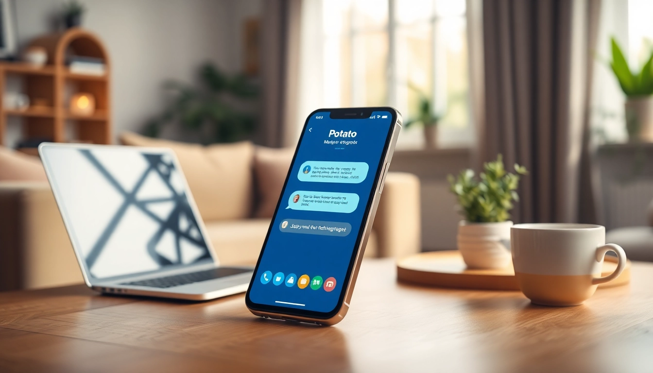 Potato messaging app interface on a smartphone, showcasing secure communication features.