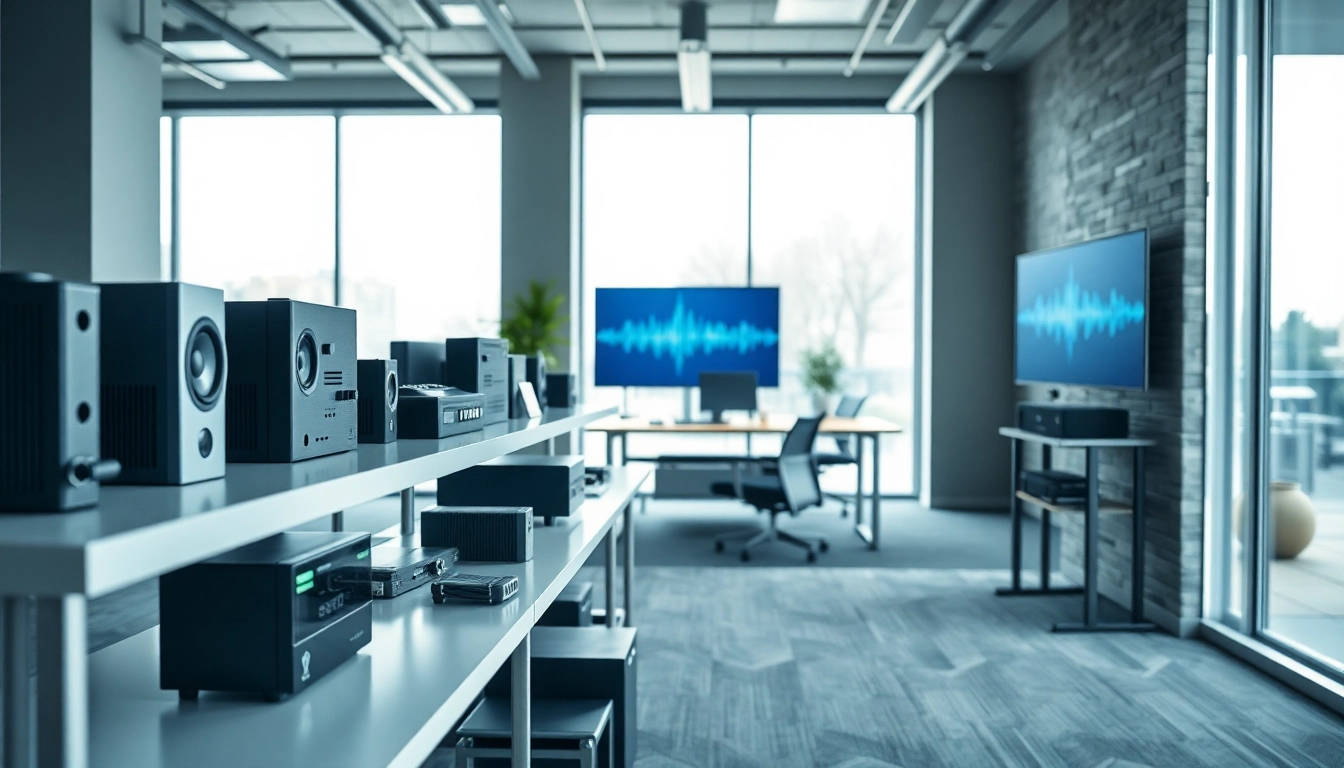 Showcasing sound and vibration control products in a modern office environment.
