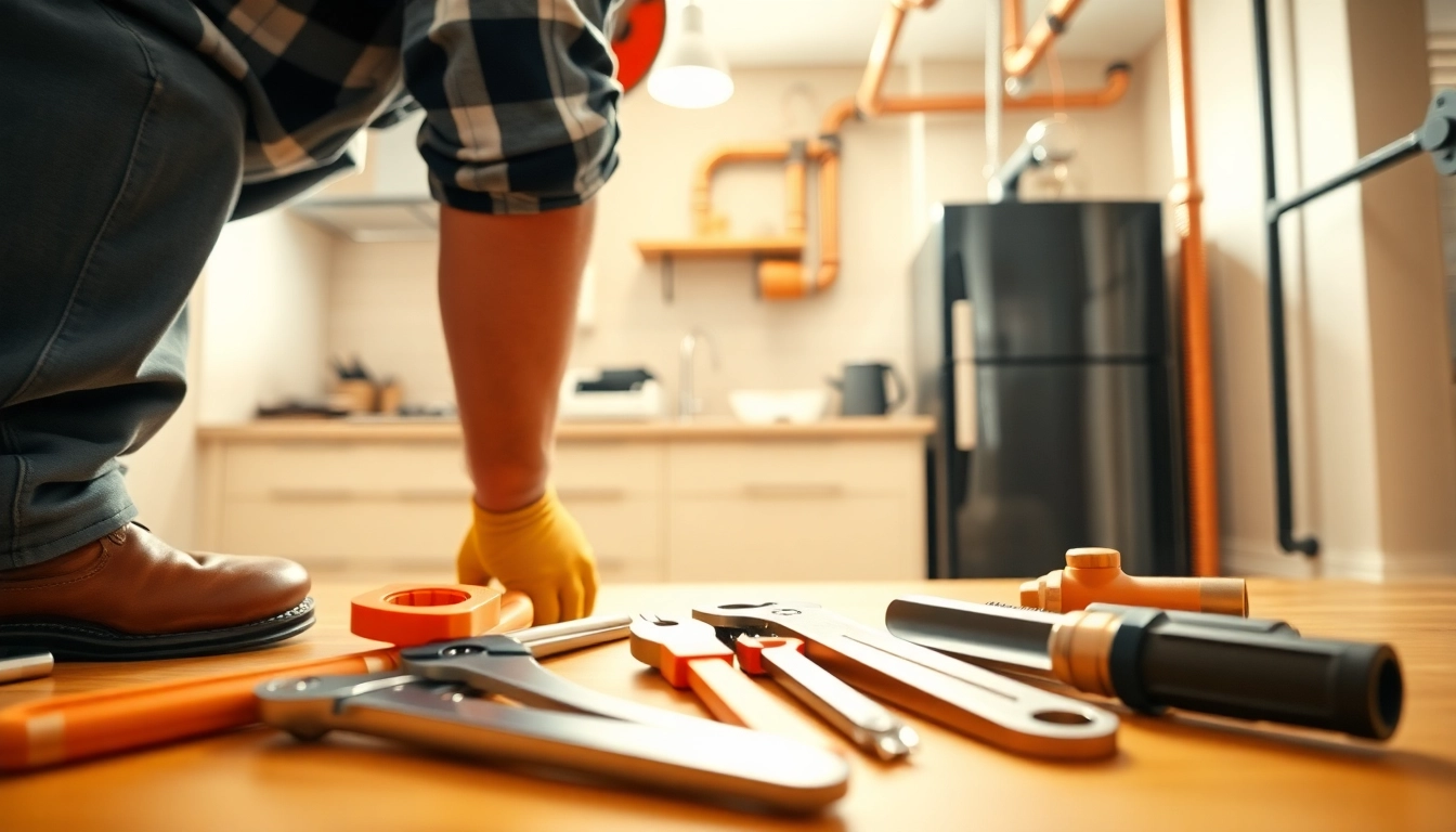 Experience whole house repiping services Tampa with an expert plumber installing new pipes in a bright kitchen setting.