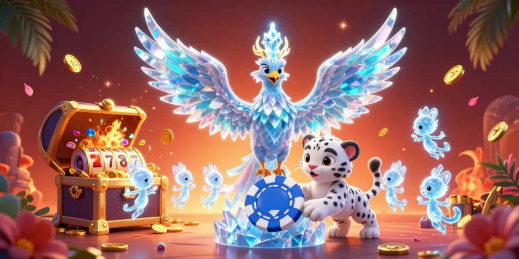 Spin the reels with LGOGOAL’s captivating HD casino scene featuring a charming ice phoenix.