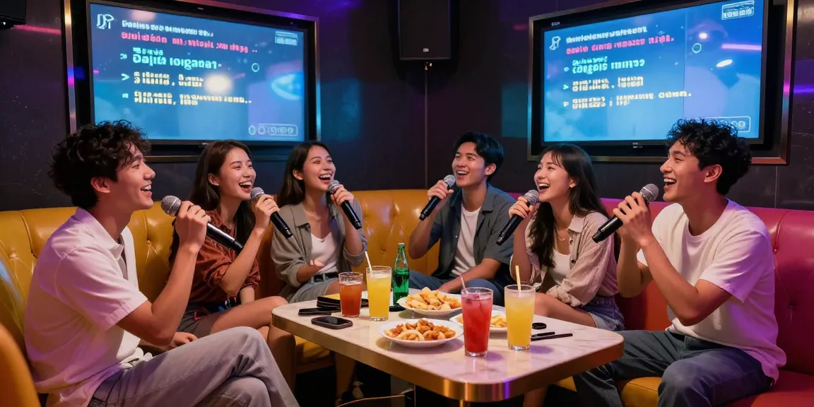 다낭 가라오케에서 즐겁게 노래하는 친구들 모습