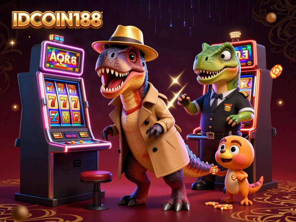 Play slots at IDCOIN188 with a disguised velociraptor counter and sneaky compy in action.