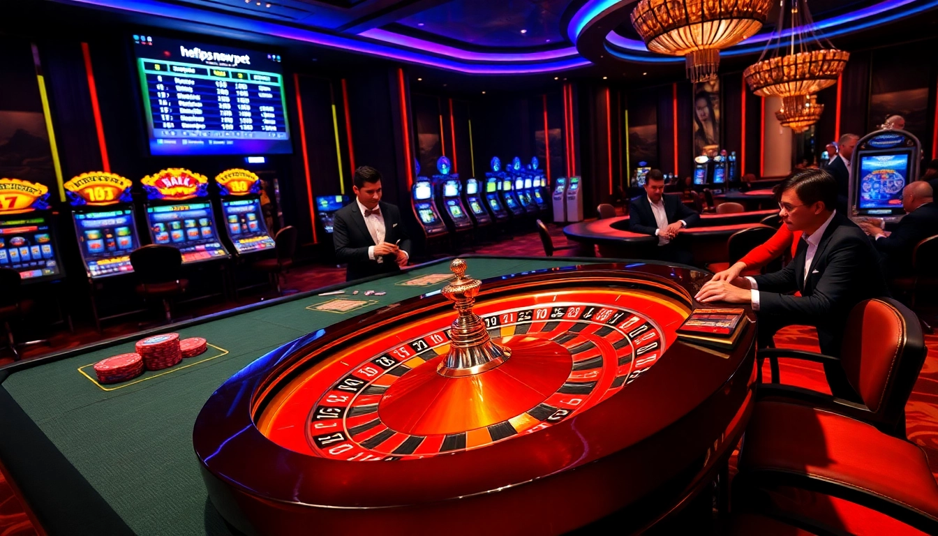 Experience thrilling gambling action at https://new88.pet/ with players engaging in roulette and slots.