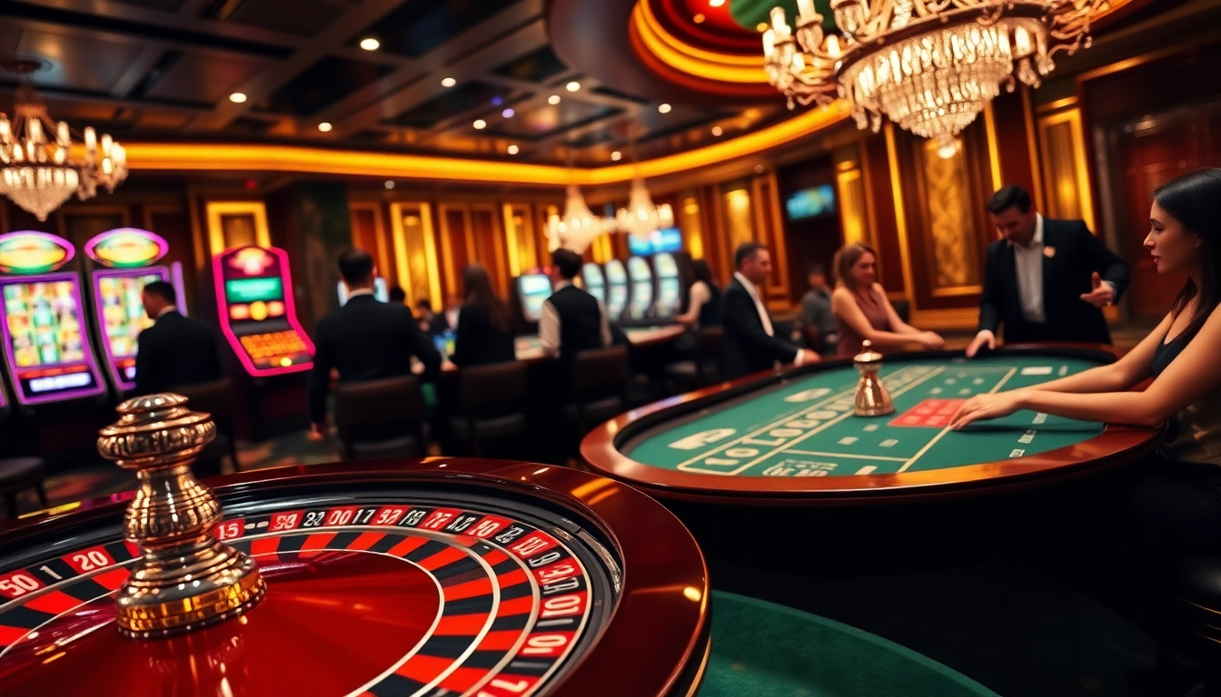 Luckywin players celebrating their wins at a vibrant casino table with engaging games.
