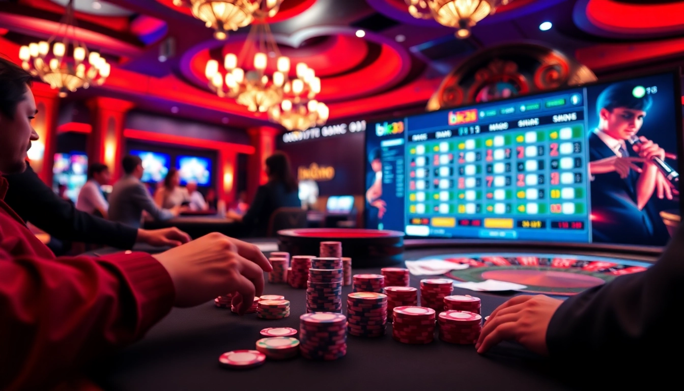 Experience excitement at bk33 with vibrant poker chips and cards in a luxurious casino.