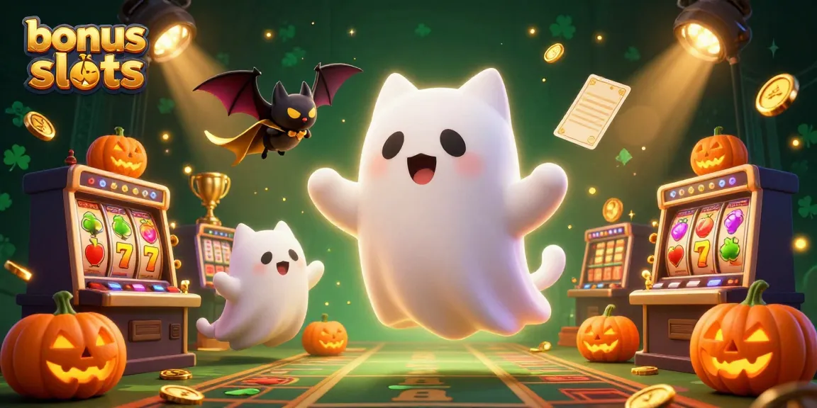 Experience the excitement of bonus buy slots with a friendly ghost cat in a haunted casino.