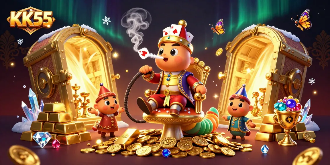 Play thrilling games and win big at KK55 with captivating visuals of the casino and sparkling gems.