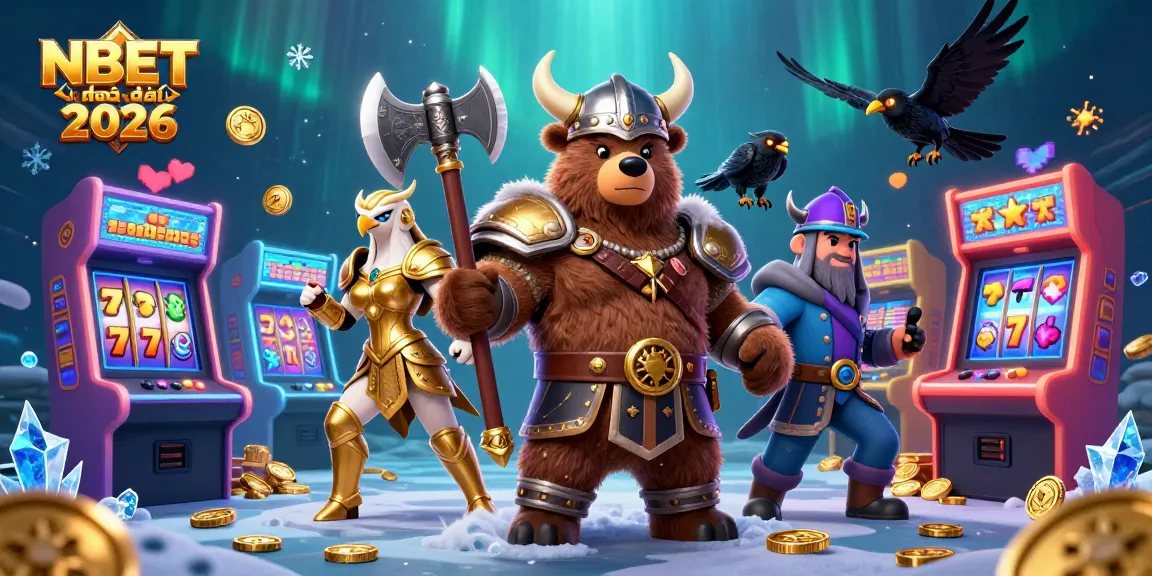 Engage with NBET nhà cái 2026 in this dynamic 3D casino scene featuring classic game elements.
