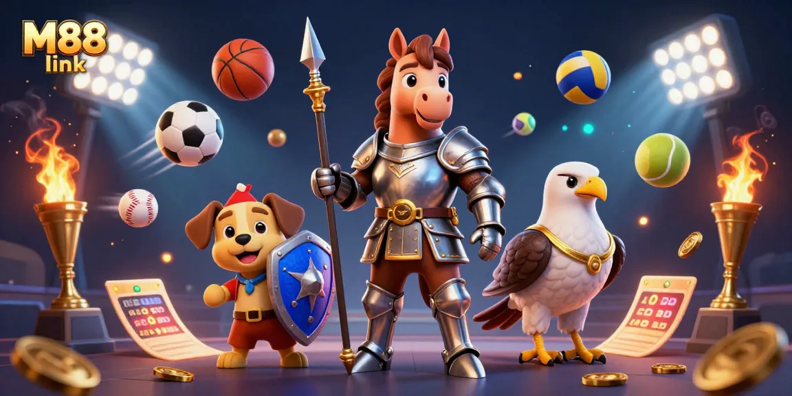 Engage with the M88 link showcasing medieval characters in a thrilling sports betting scene.