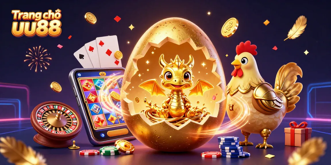 Engage with Trang chủ uu88, featuring a golden dragon and poker chips amidst vibrant casino elements.