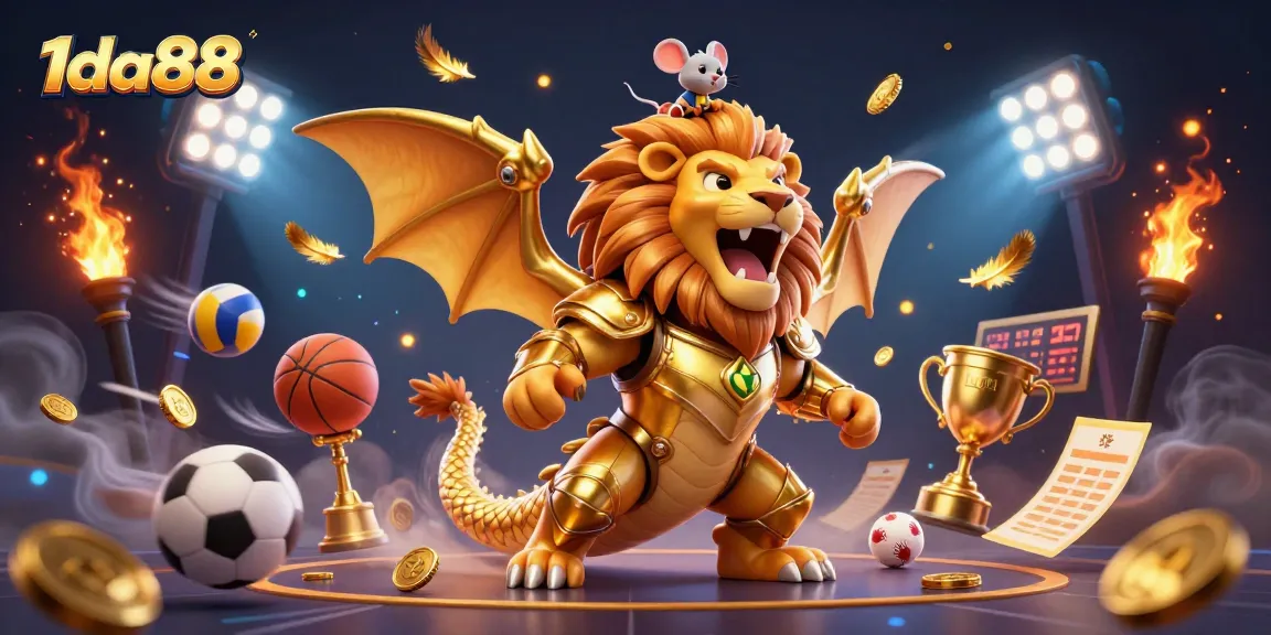 Experience thrilling wins with 1da88, featuring an epic chimera sports scene filled with dynamic game elements.