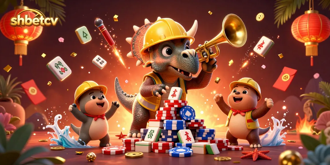 Experience exciting gameplay at shbetcv featuring unique characters celebrating with poker chips and festive elements.