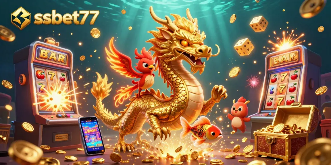 Experience the thrill of winning with ssbet77's vibrant casino illustration featuring dynamic gaming elements.