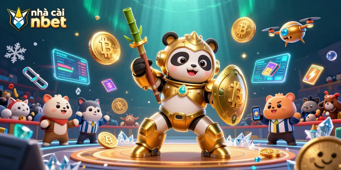 Engage in thrilling action with nhà cái nbet featuring a mech-suit panda battling amidst cryptocurrency excitement.