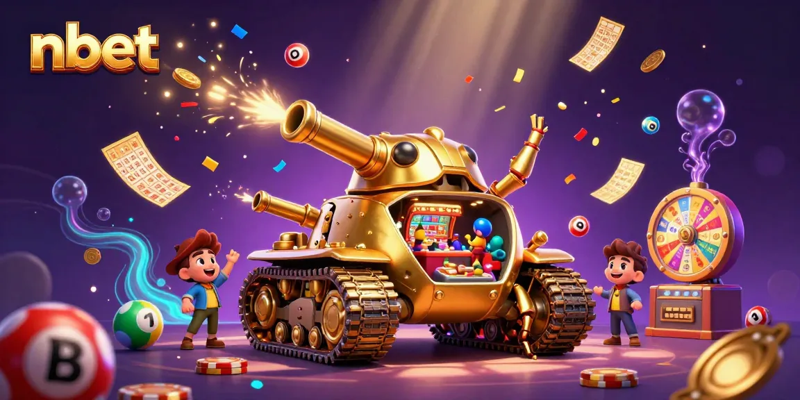 Win big with nbet's vibrant casino illustration packed with lottery and gaming excitement.