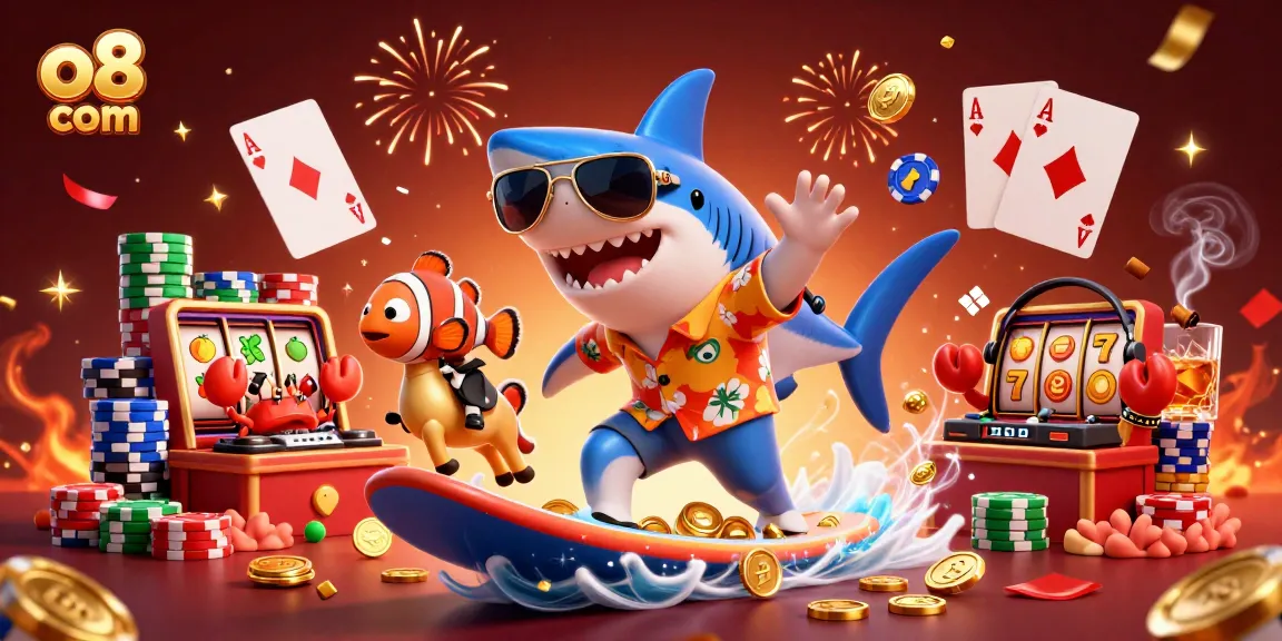 Experience thrilling gaming action at o8 com with vibrant characters and dynamic casino elements.