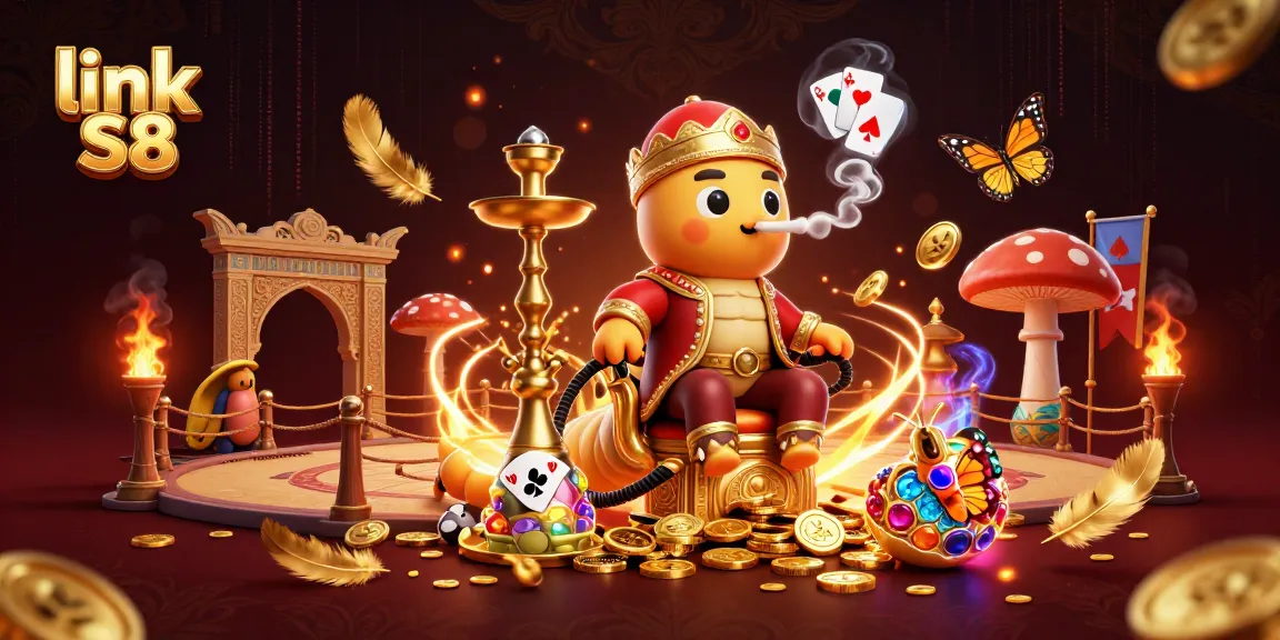 Experience exciting gameplay with link S8, featuring a lavish 3D illustration of a hookah master amidst casino elements.