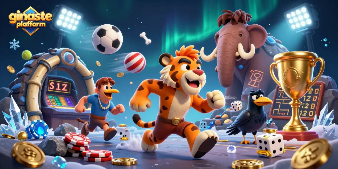 Engage with the ginaste platform showcasing dynamic sports betting activities in a prehistoric casino setting.